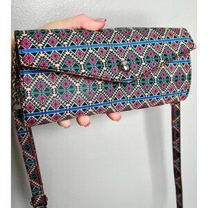 CLUTCH Purse Folded with Snap Button Closure Adjustable Shoulder Strap